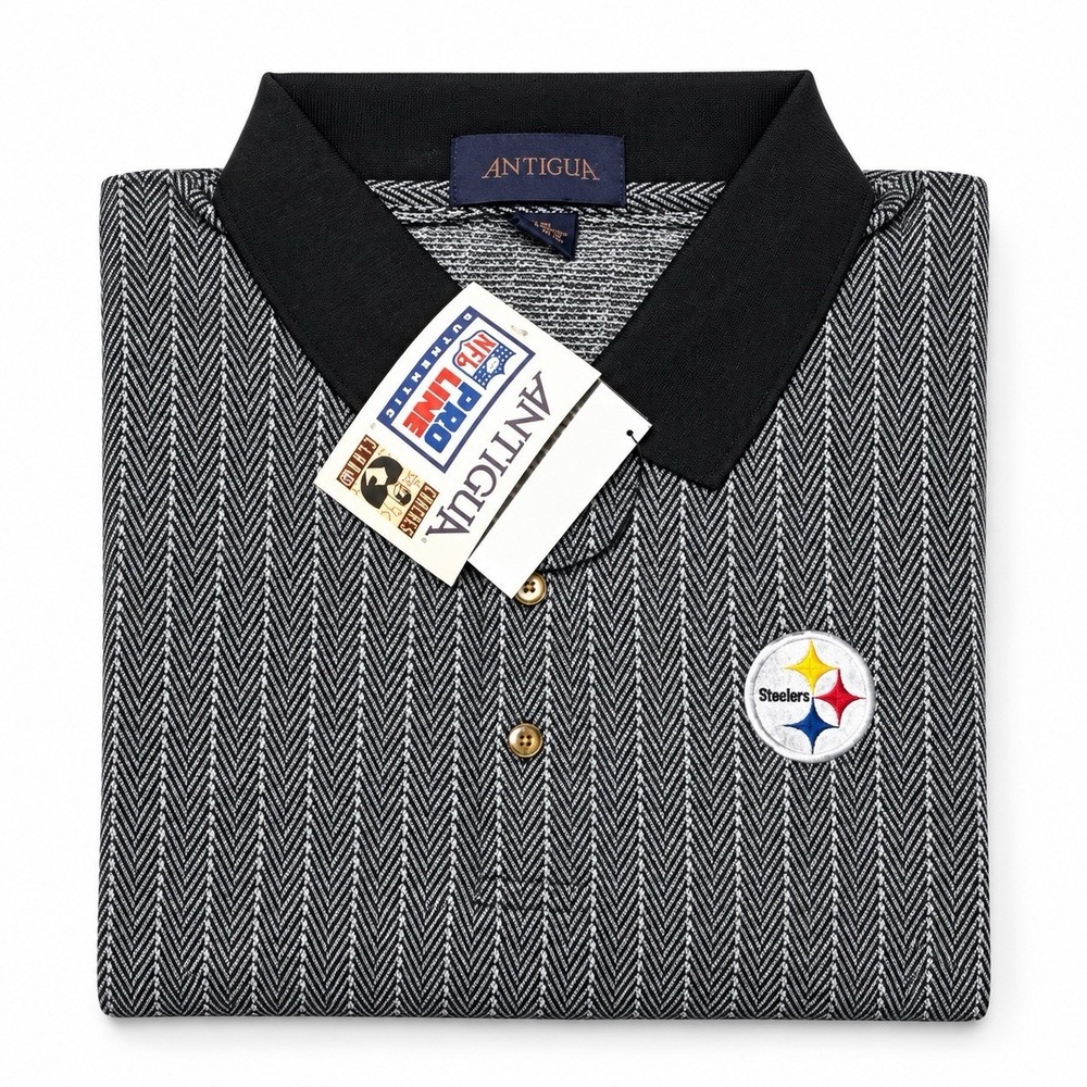 Vintage Pittsburgh Steelers Polo Shirt Men's 2XL Contrast Collar Antigua 90s